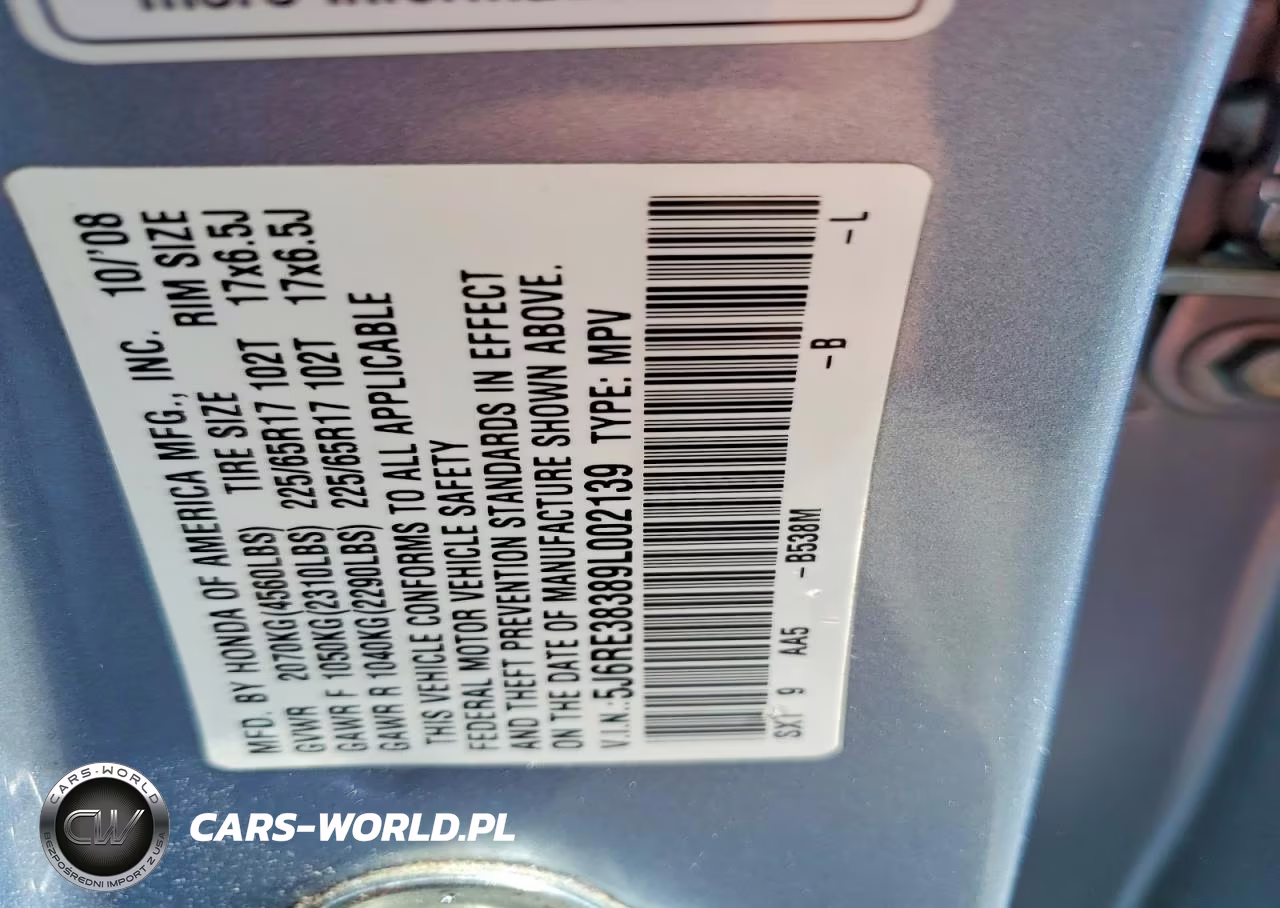 2009 Honda Cr-V Lx VIN:5J6RE38389L002139 - 13