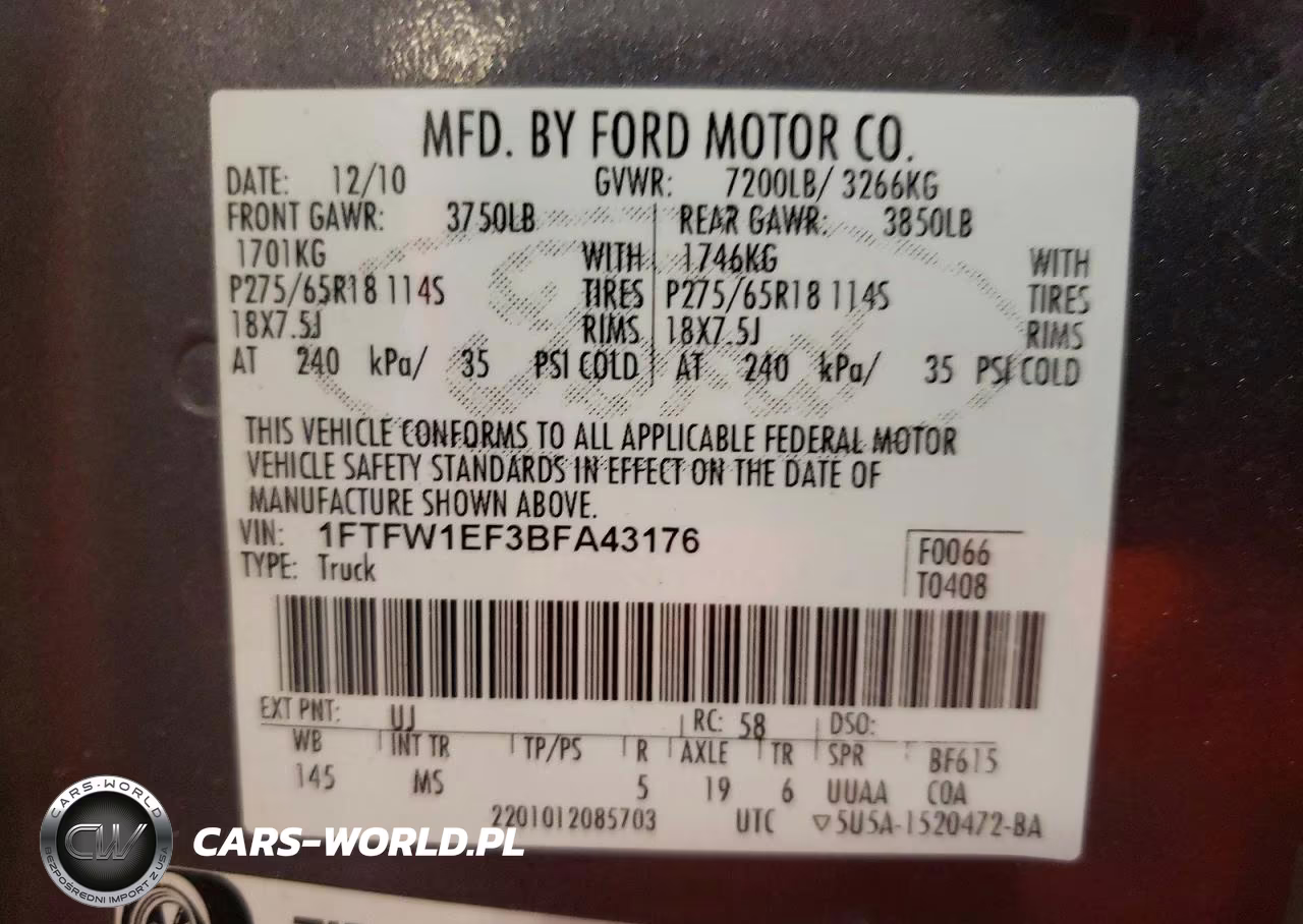 2011 Ford F150 Supercrew VIN:1FTFW1EF3BFA43176 - 12