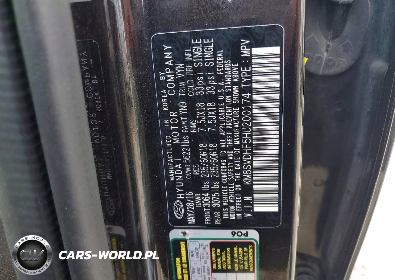 2017 Hyundai Santa Fe Se VIN:KM8SMDHF5HU200174 - 12