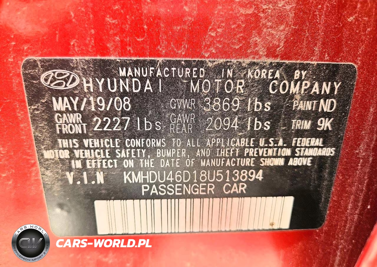 2008 Hyundai Elantra Gls VIN:KMHDU46D18U513894 - 12