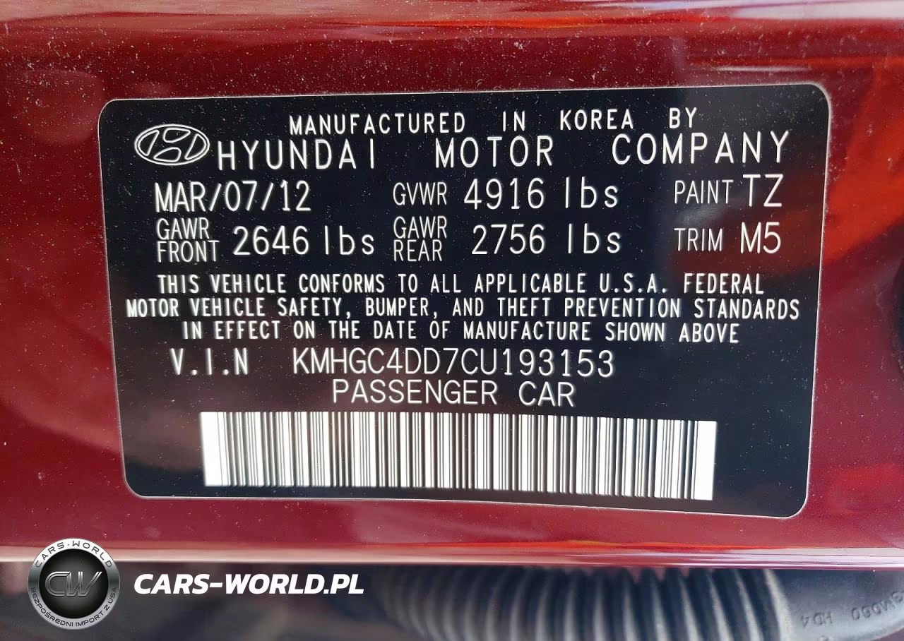 2012 Hyundai Genesis 3.8L VIN:KMHGC4DD7CU193153 - 12