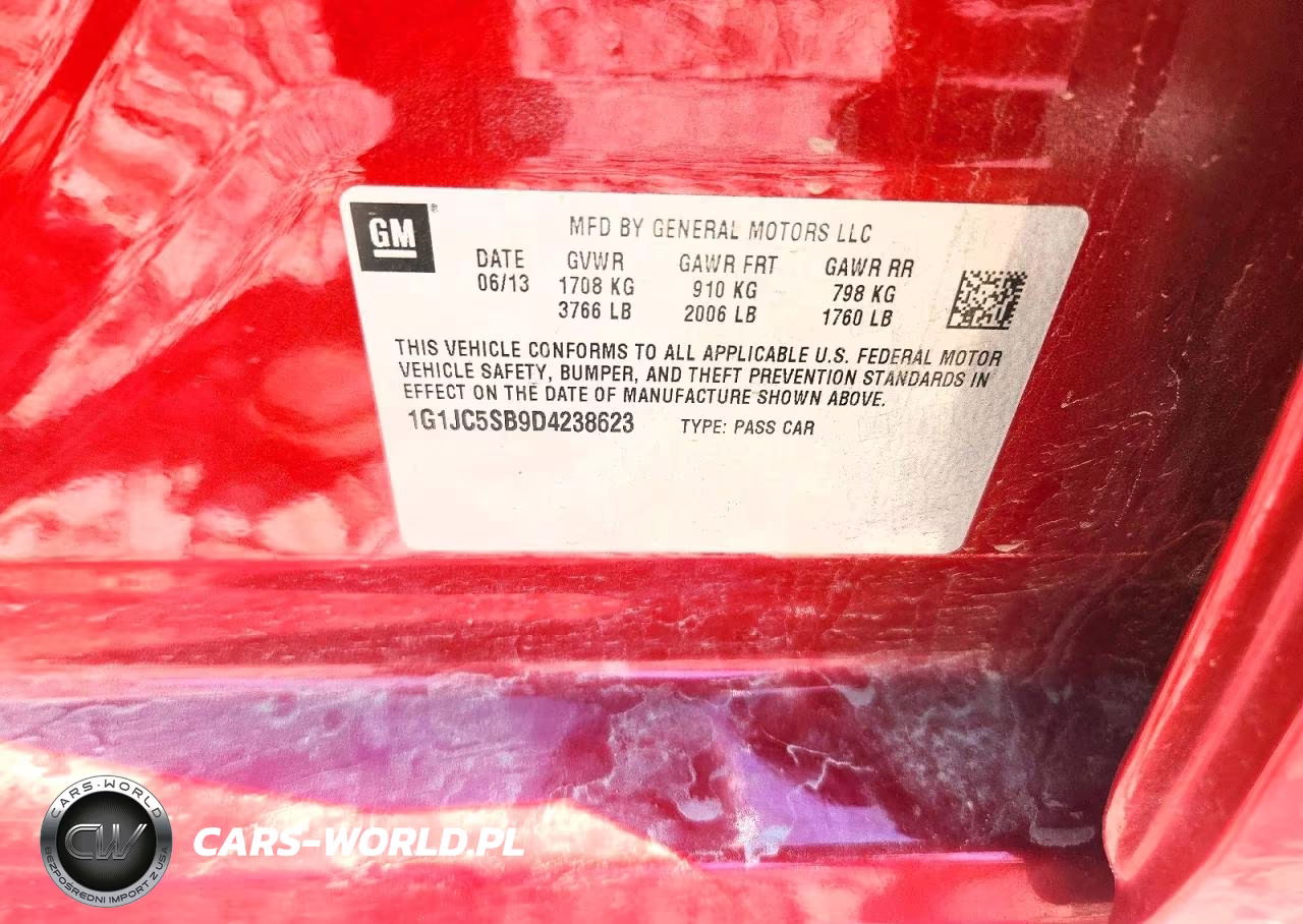 2013 Chevrolet Sonic Lt VIN:1G1JC5SB9D4238623 - 12