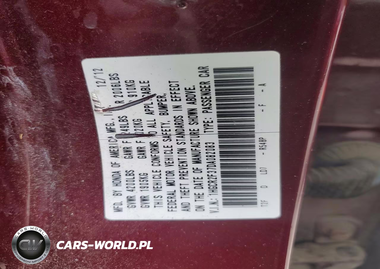 2013 Honda Accord Lx VIN:1HGCR2F37DA082083 - 13