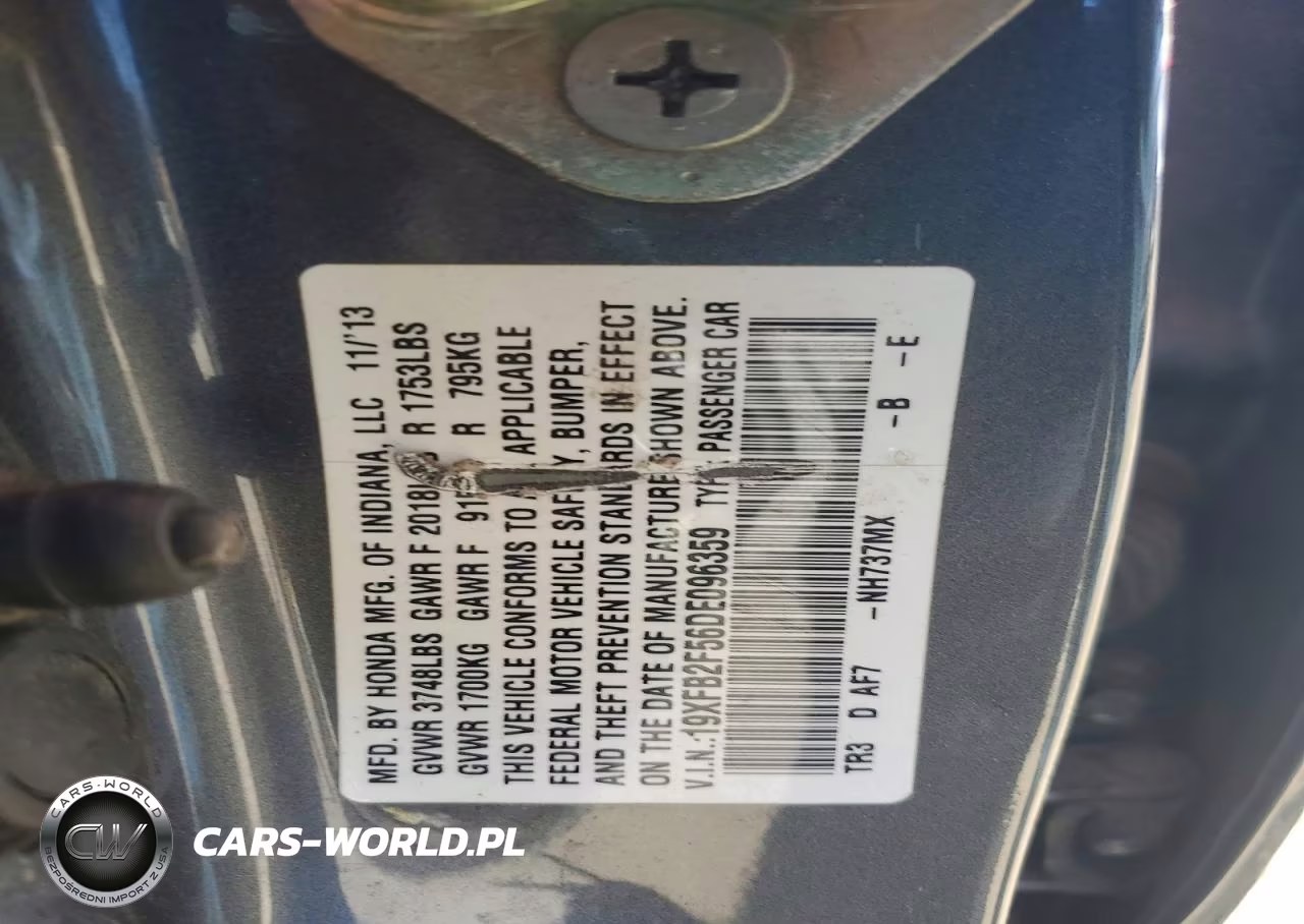 2013 Honda Civic Lx VIN:19XFB2F56DE096359 - 12