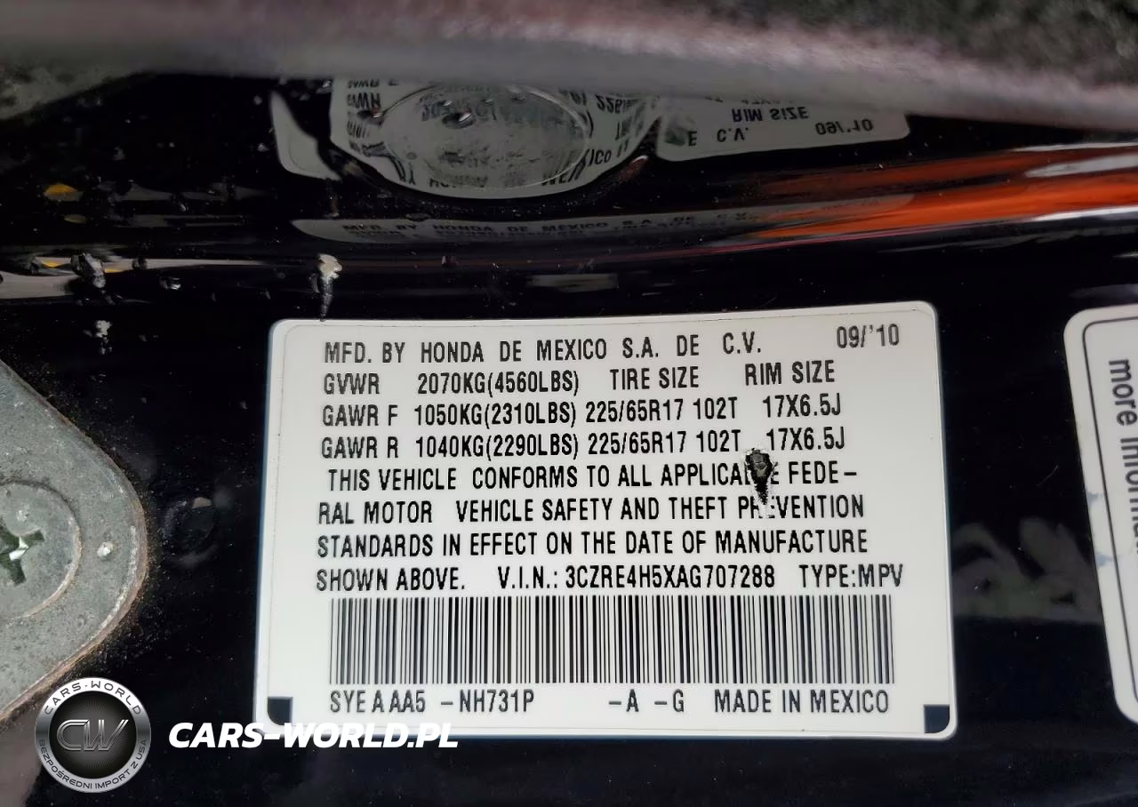 2010 Honda Cr-V Ex VIN:3CZRE4H5XAG707288 - 13