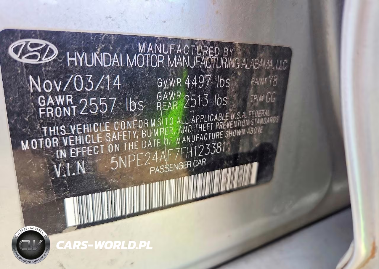 2015 Hyundai Sonata Se VIN:5NPE24AF7FH123381 - 12
