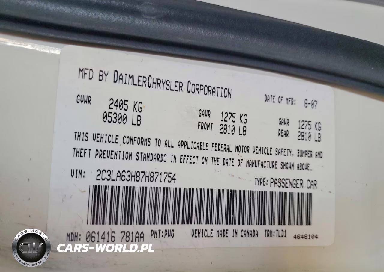 2007 Chrysler 300C VIN:2C3LA63H87H871754 - 12