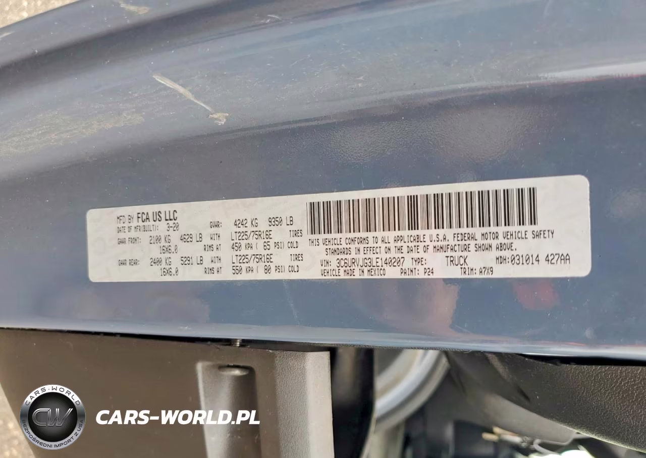 2020 Ram Promaster 3500 Delivery Van VIN:3C6URVJG3LE140207 - 13