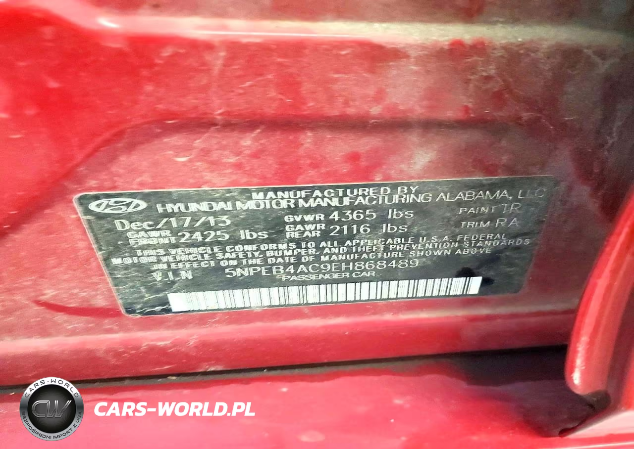2014 Hyundai Sonata Gls VIN:5NPEB4AC9EH868489 - 12