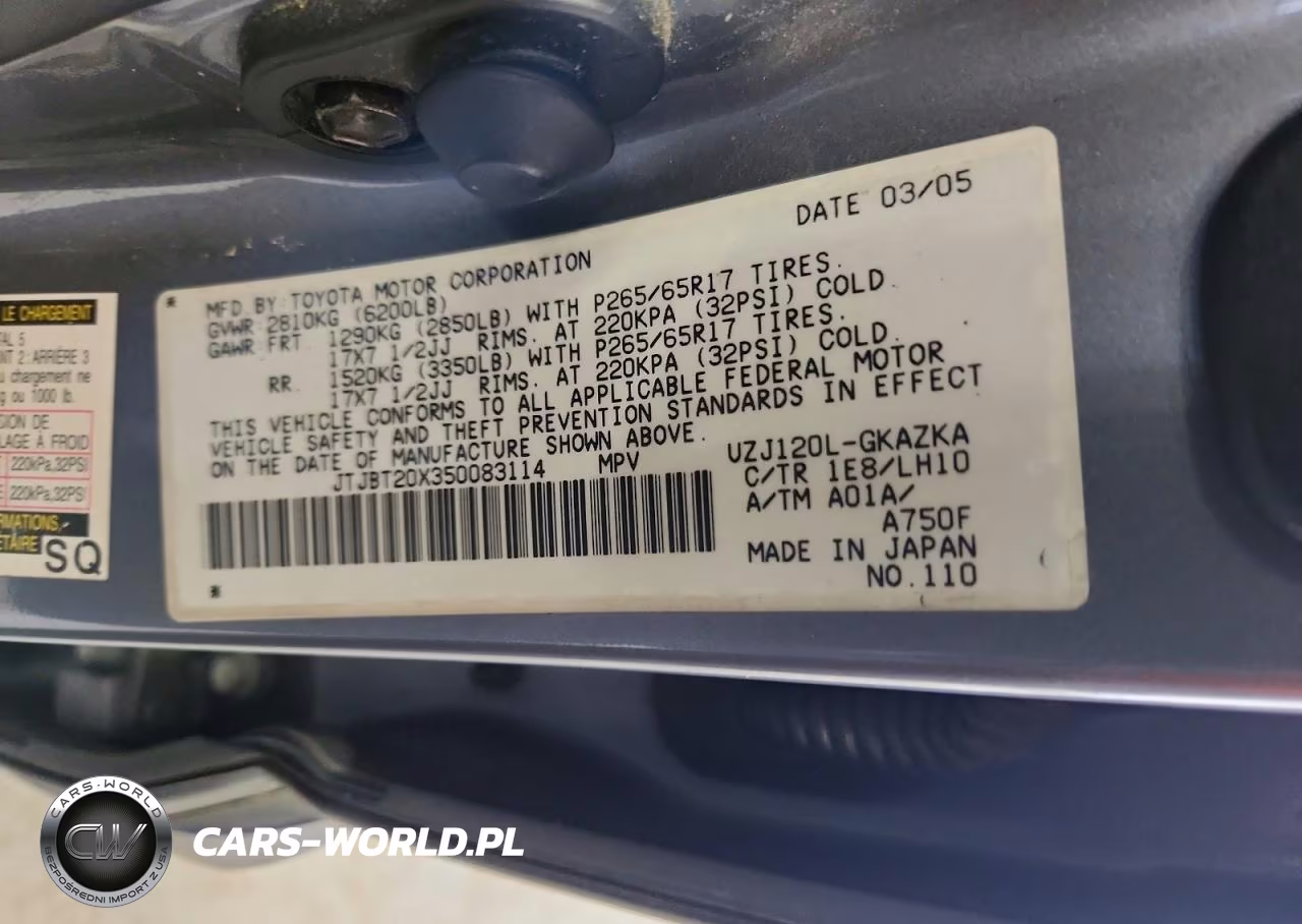 2005 Lexus Gx 470 VIN:JTJBT20X350083114 - 13