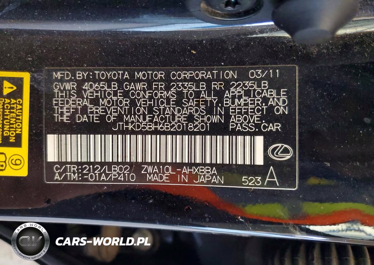 2011 Lexus Ct 200 VIN:JTHKD5BH6B2018201 - 12