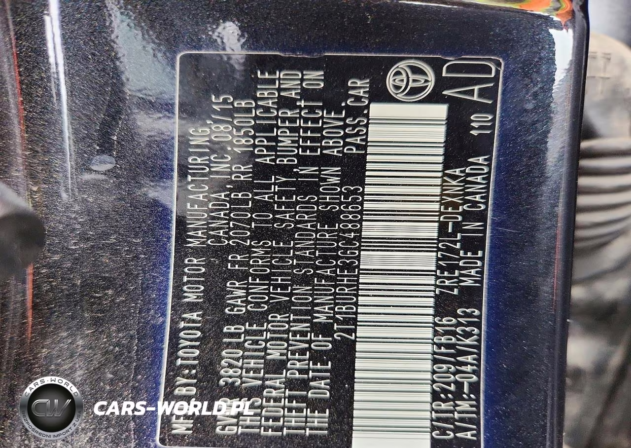 2016 Toyota Corolla Le VIN:2T1BURHE3GC488653 - 12