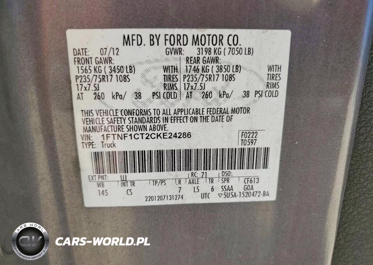 2012 Ford F150 VIN:1FTNF1CT2CKE24286 - 12