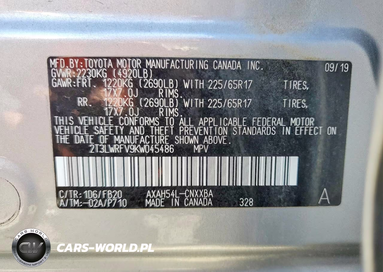 2019 Toyota Rav4 Le VIN:2T3LWRFV9KW045486 - 13
