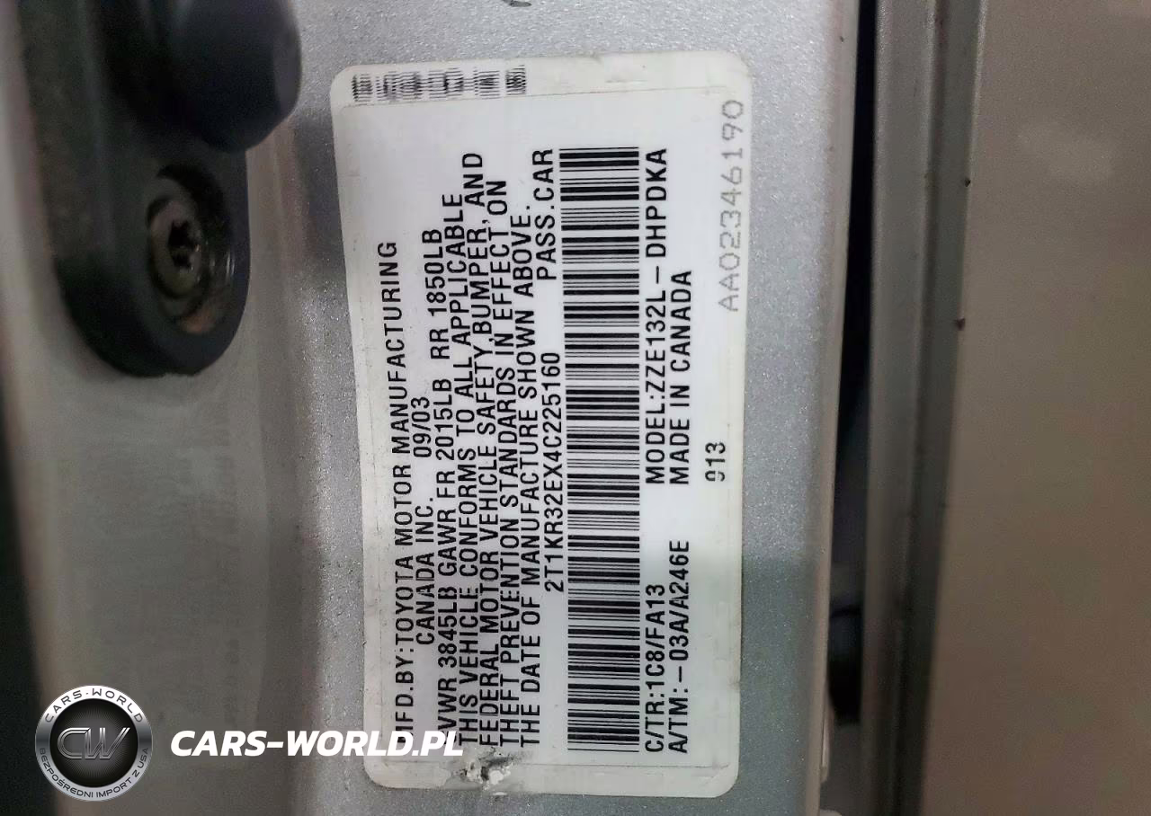 2004 Toyota Corolla Matrix Xr VIN:2T1KR32EX4C225160 - 13