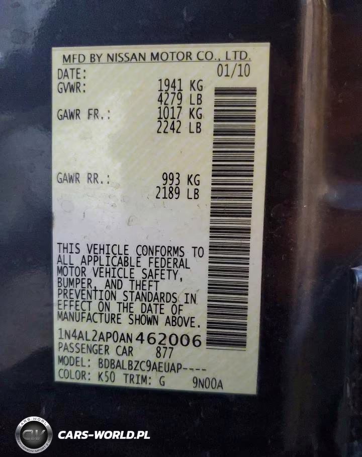 2010 Nissan Altima 2.5 VIN:1N4AL2AP0AN462006 - 12