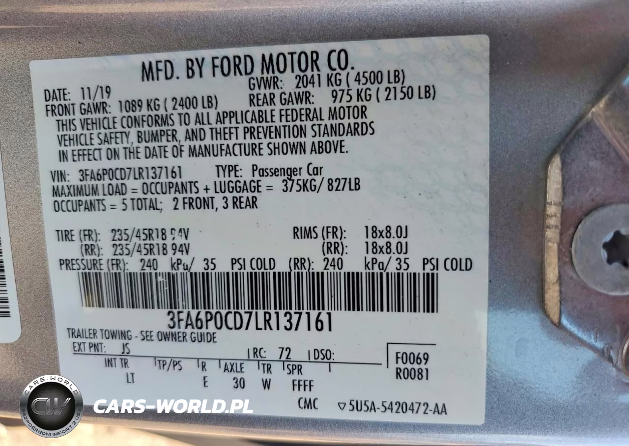2020 Ford Fusion Sel VIN:3FA6P0CD7LR137161 - 12