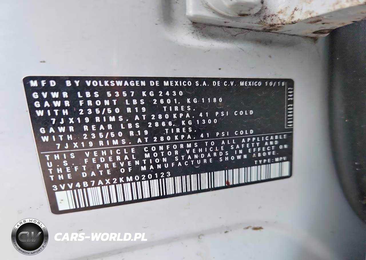 2019 Volkswagen Tiguan Sel Premium VIN:3VV4B7AX2KM020123 - 13