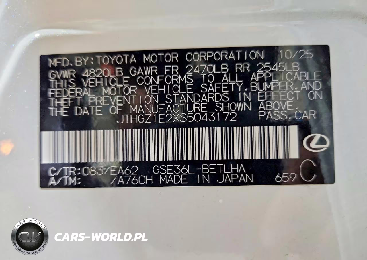 2025 Lexus Is 350 F Sport VIN:JTHGZ1E2XS5043172 - 12