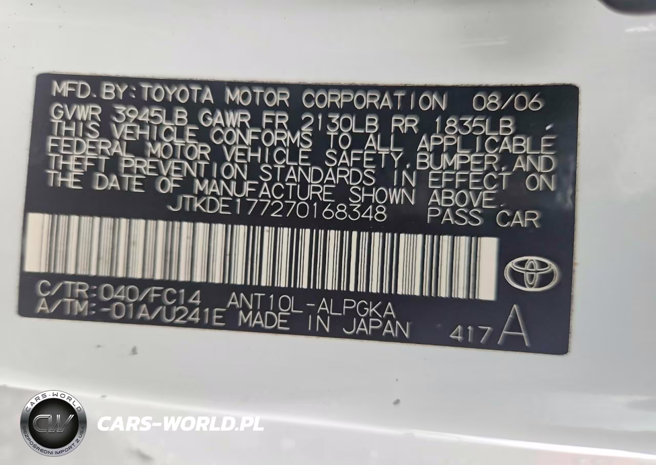 2007 Scion Tc Base VIN:JTKDE177270168348 - 12