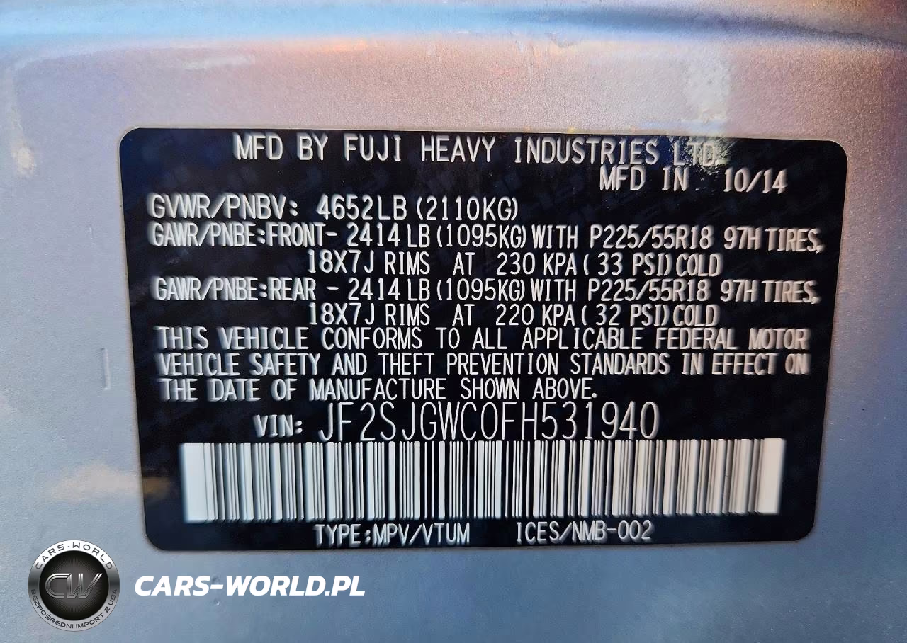 2015 Subaru Forester 2.0Xt Touring VIN:JF2SJGWC0FH531940 - 14
