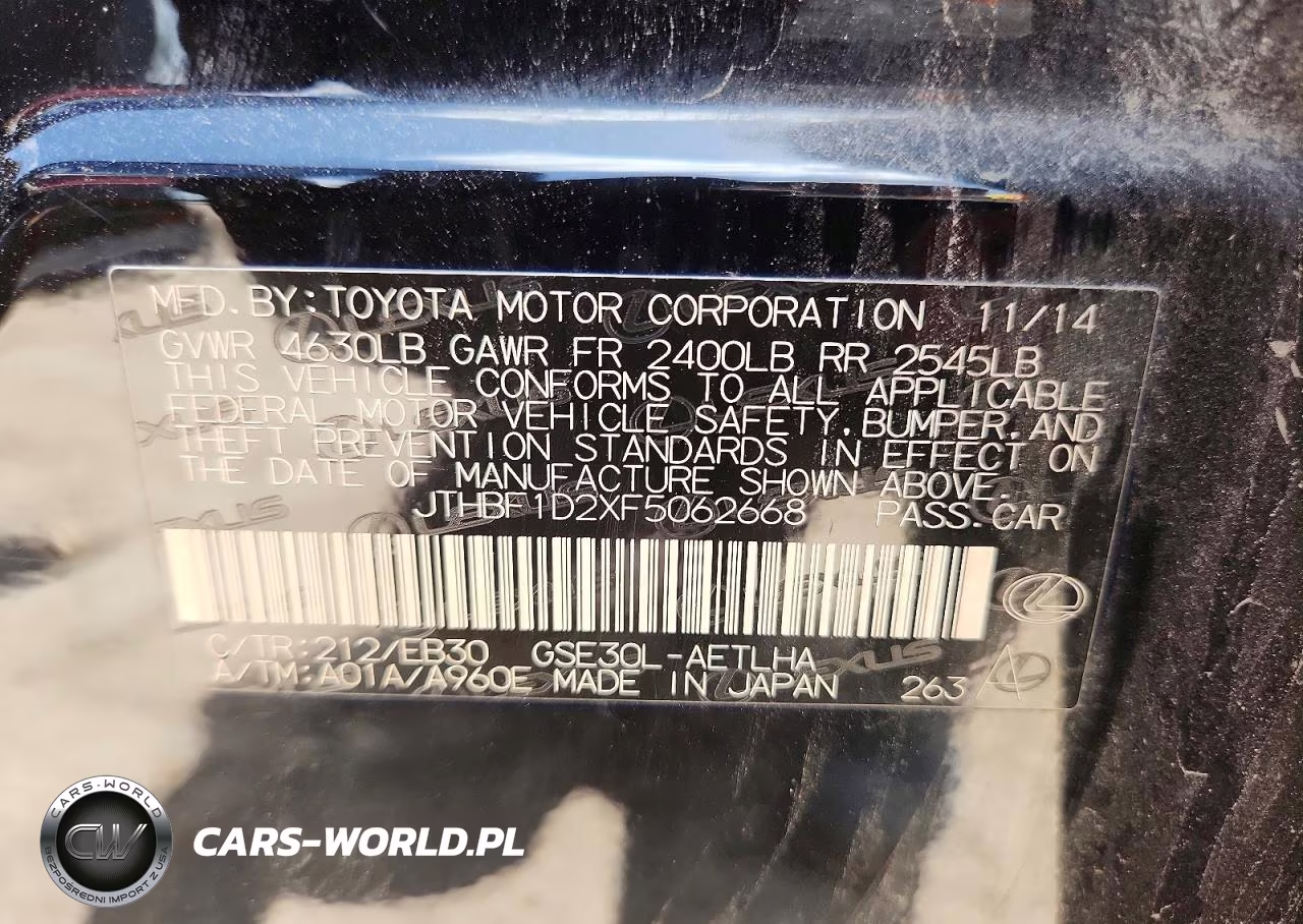 2015 Lexus Is 250 VIN:JTHBF1D2XF5062668 - 13