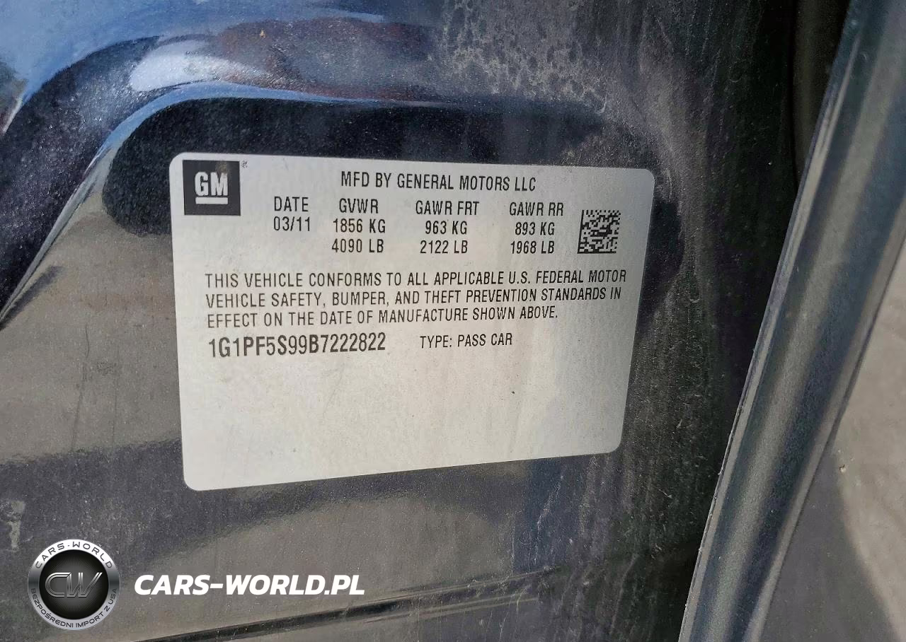 2011 Chevrolet Cruze Lt VIN:1G1PF5S99B7222822 - 12