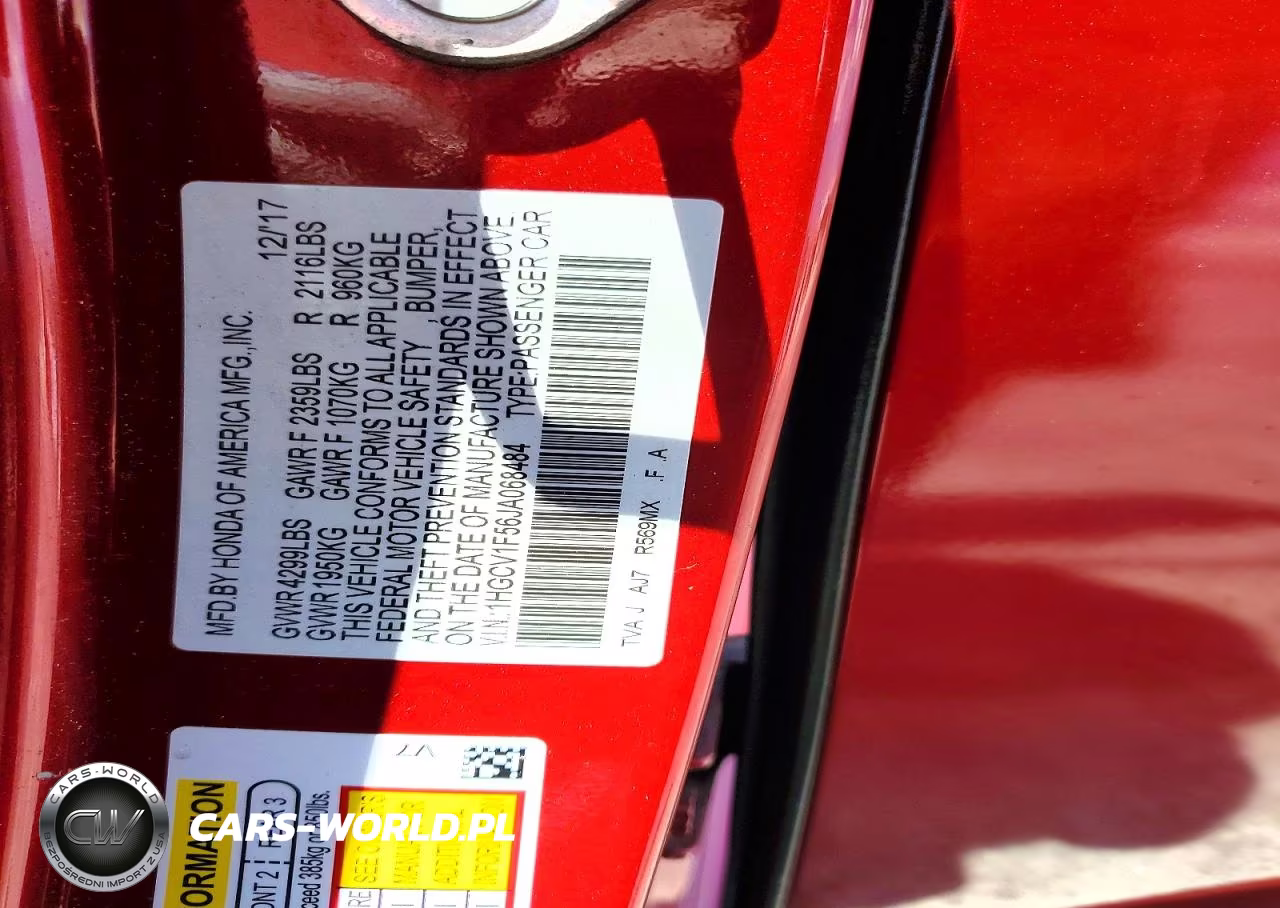 2018 Honda Accord Exl VIN:1HGCV1F56JA068484 - 12