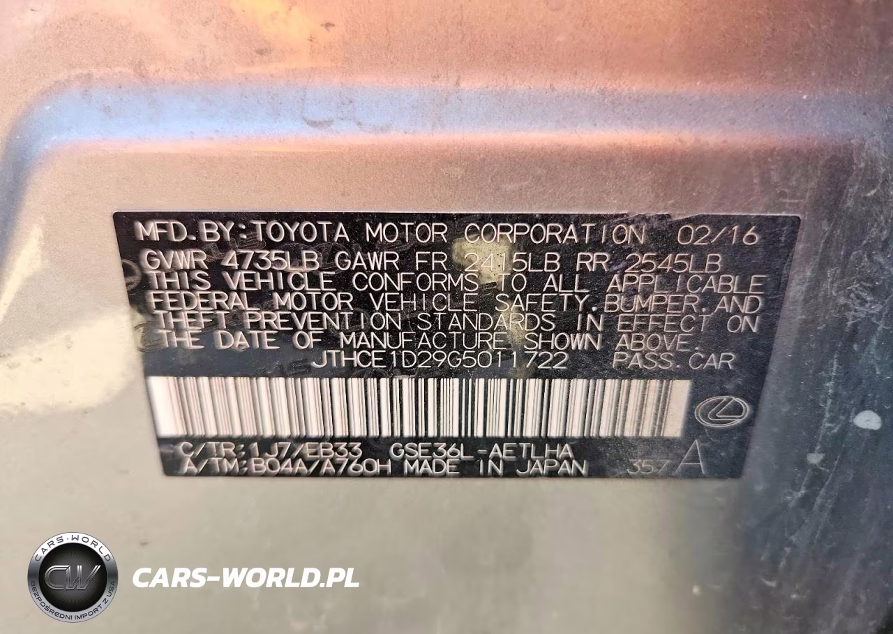 2016 Lexus Is 350 VIN:JTHCE1D29G5011722 - 13