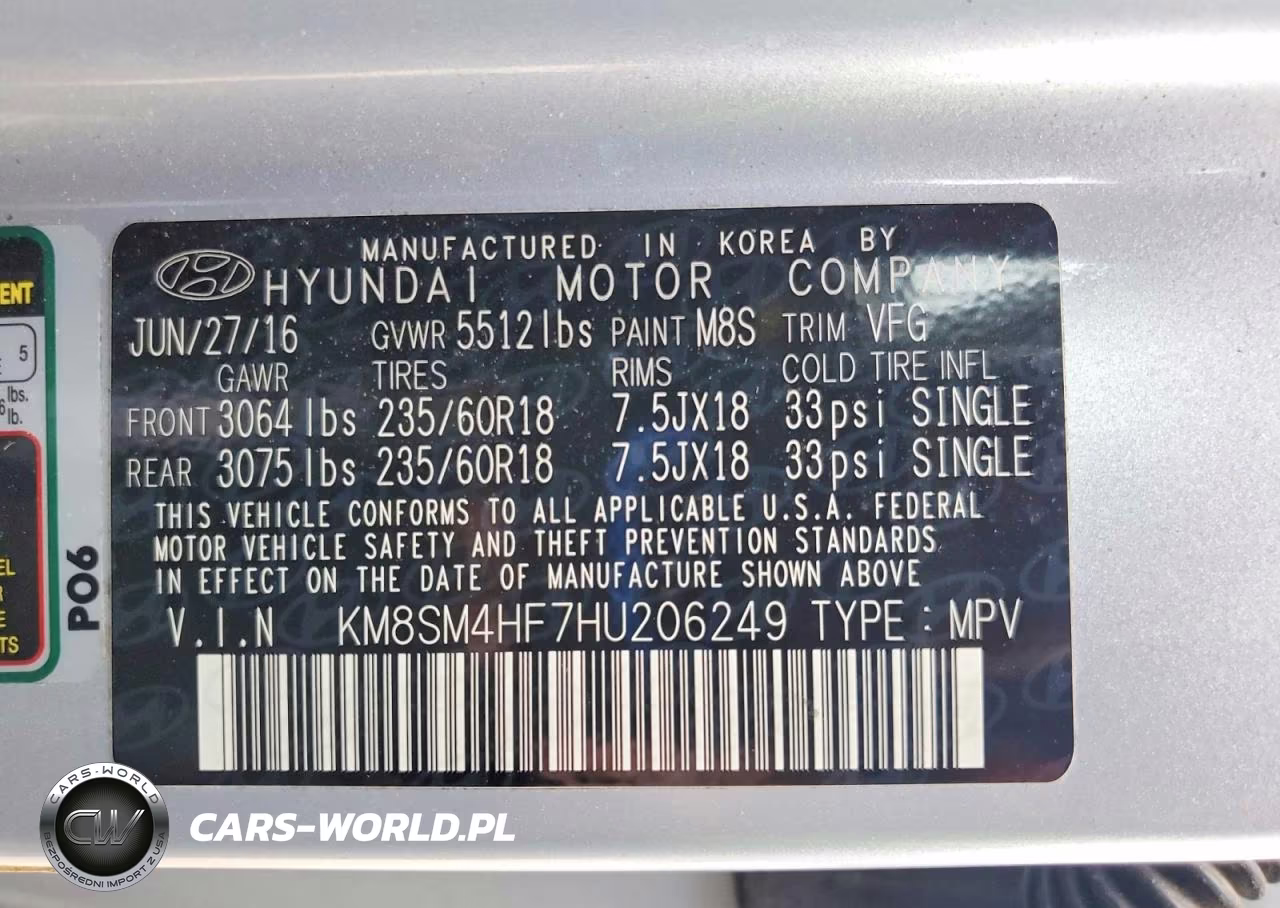 2017 Hyundai Santa Fe Se VIN:KM8SM4HF7HU206249 - 13