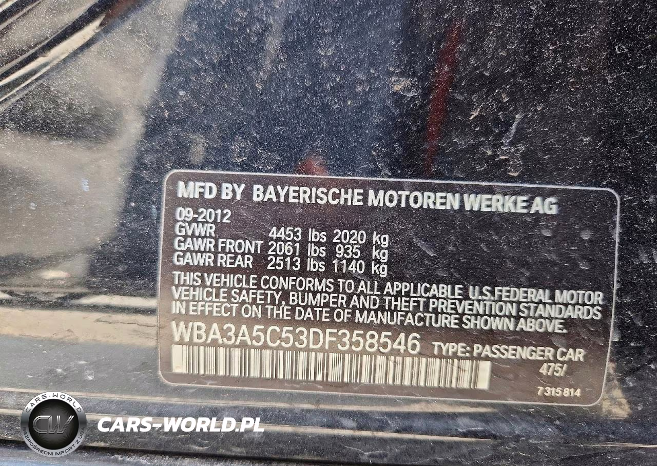 2013 BMW 328 I VIN:WBA3A5C53DF358546 - 12
