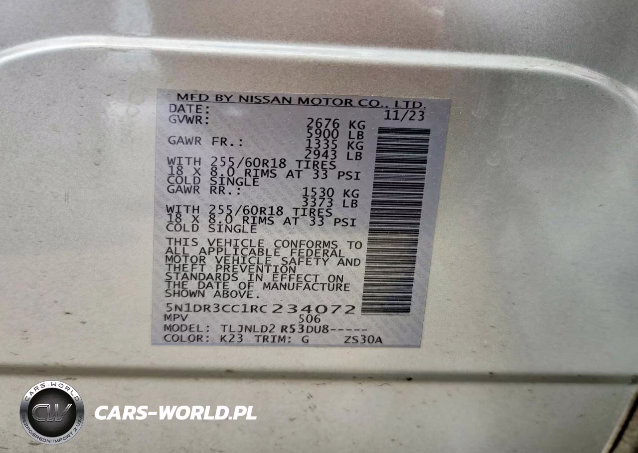 2024 Nissan Pathfinder Sl VIN:5N1DR3CC1RC234072 - 13