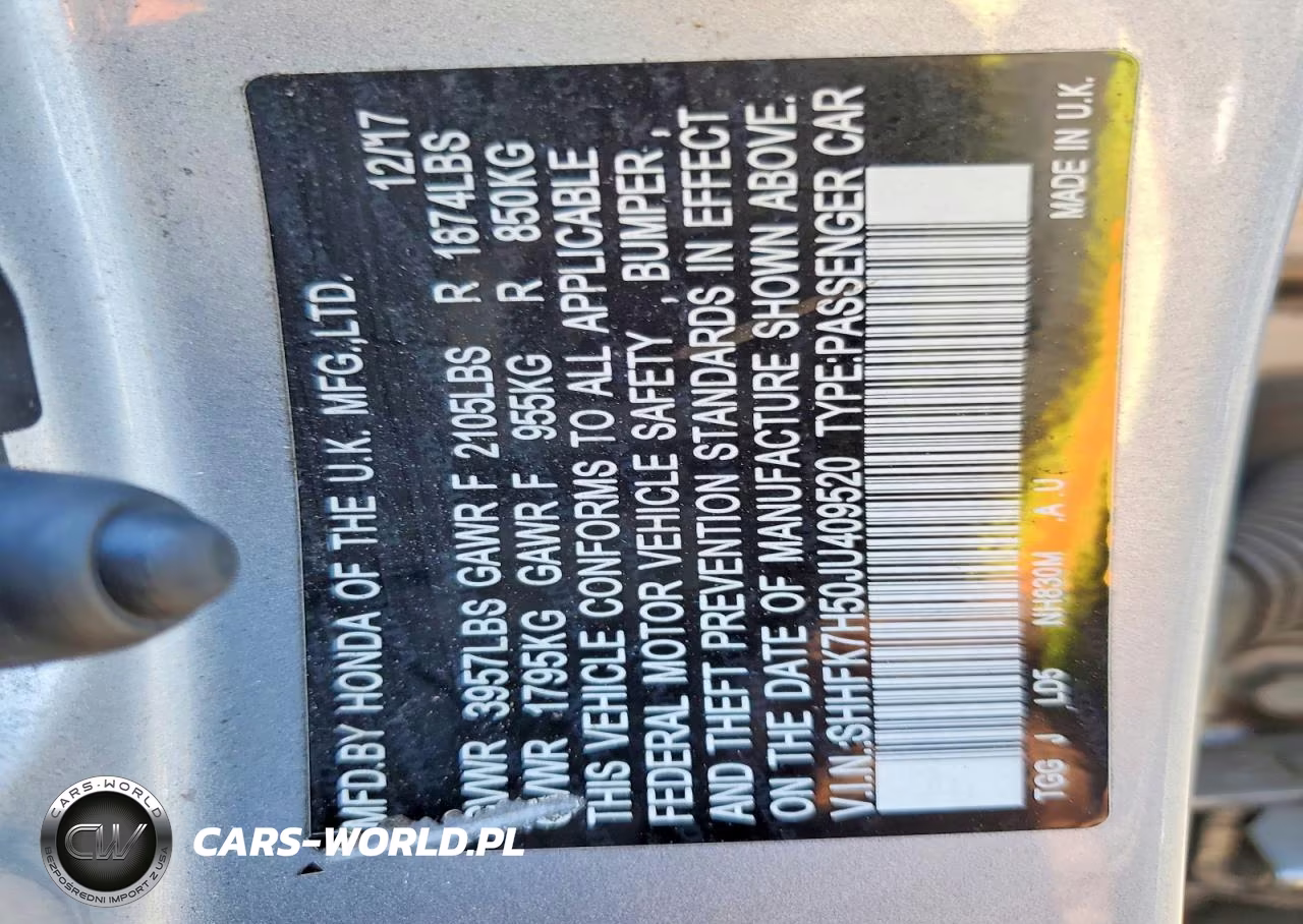 2018 Honda Civic VIN:SHHFK7H50JU409520 - 12