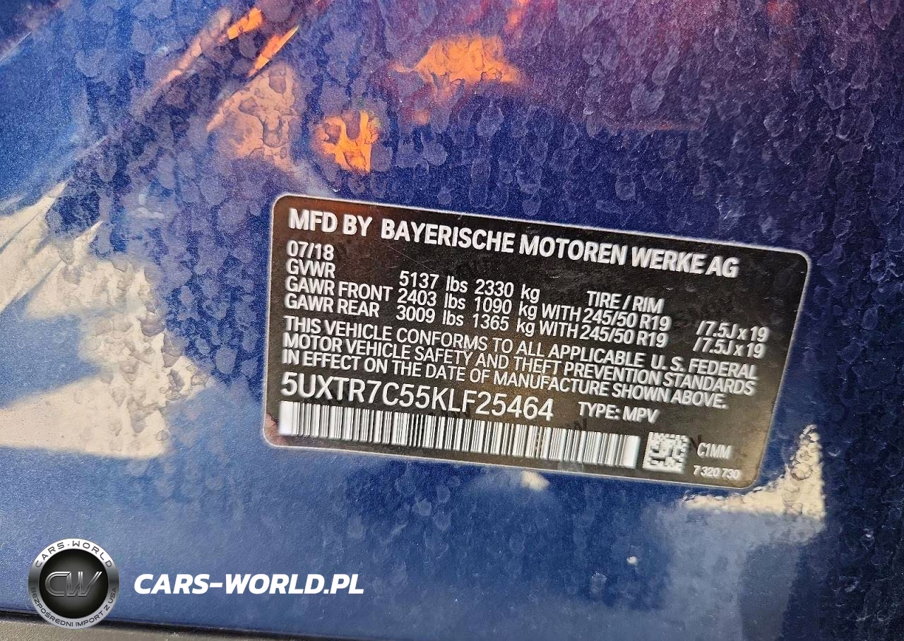 2019 BMW X3 Sdrive30I VIN:5UXTR7C55KLF25464 - 13