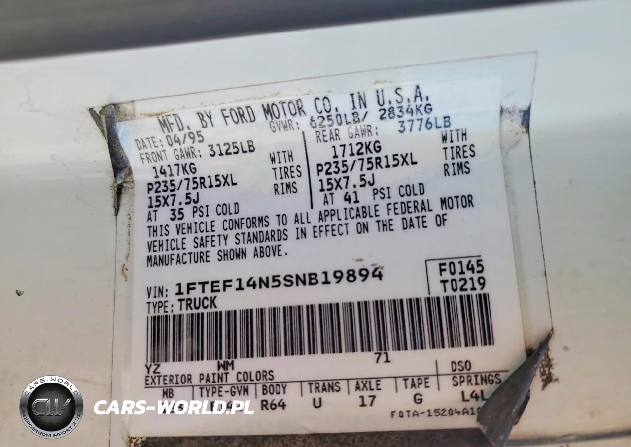 1995 Ford F150 VIN:1FTEF14N5SNB19894 - 12