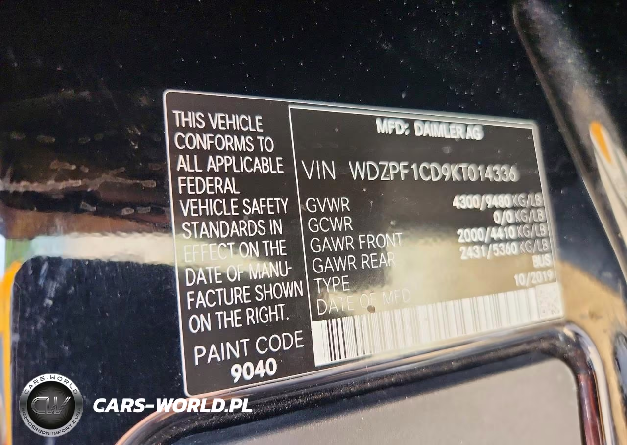 2019 Mercedes-Benz Sprinter 2500-3500 VIN:WDZPF1CD9KT014336 - 13