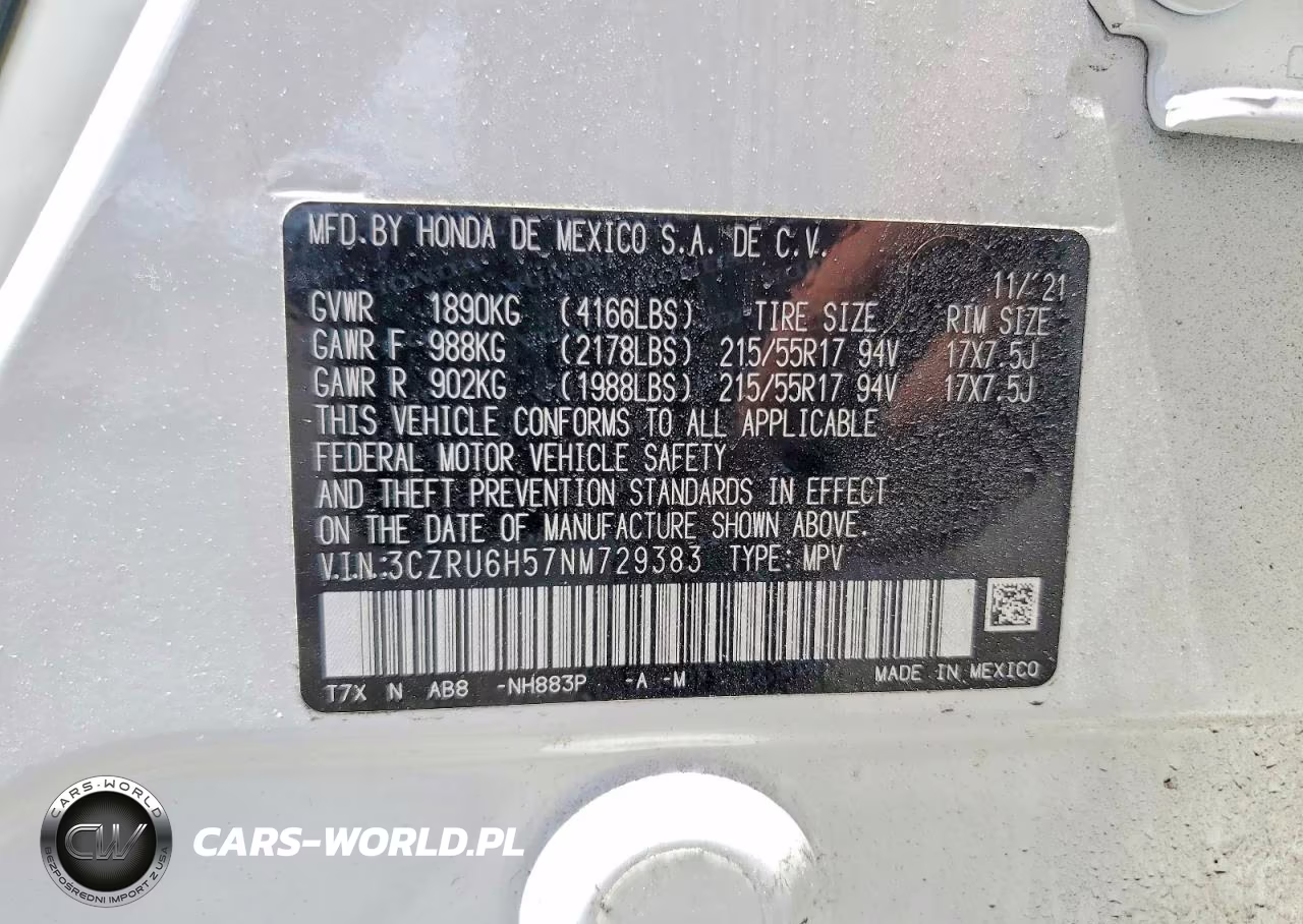2022 Honda Hr-V Ex VIN:3CZRU6H57NM729383 - 13