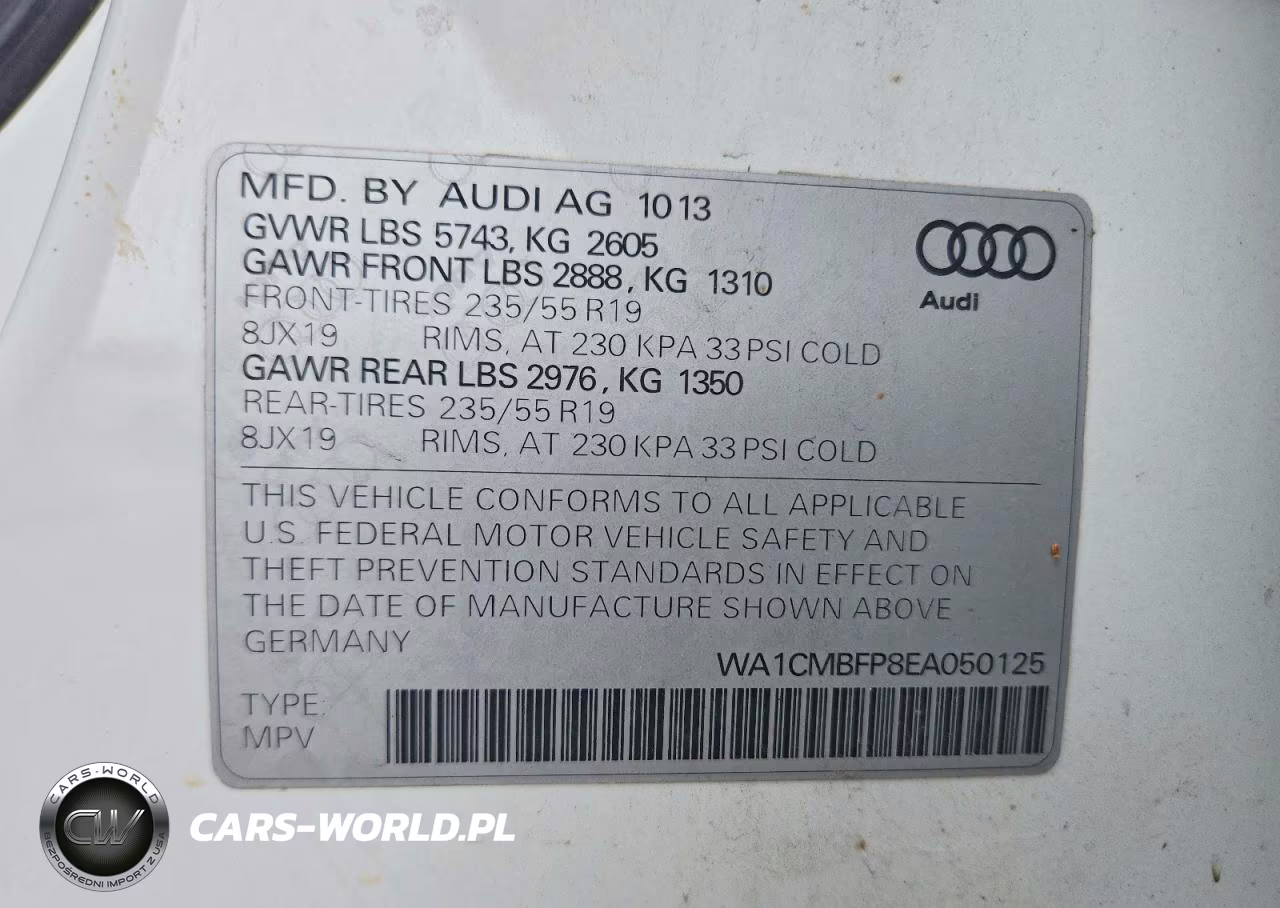 2014 Audi Q5 Tdi Premium Plus VIN:WA1CMBFP8EA050125 - 13