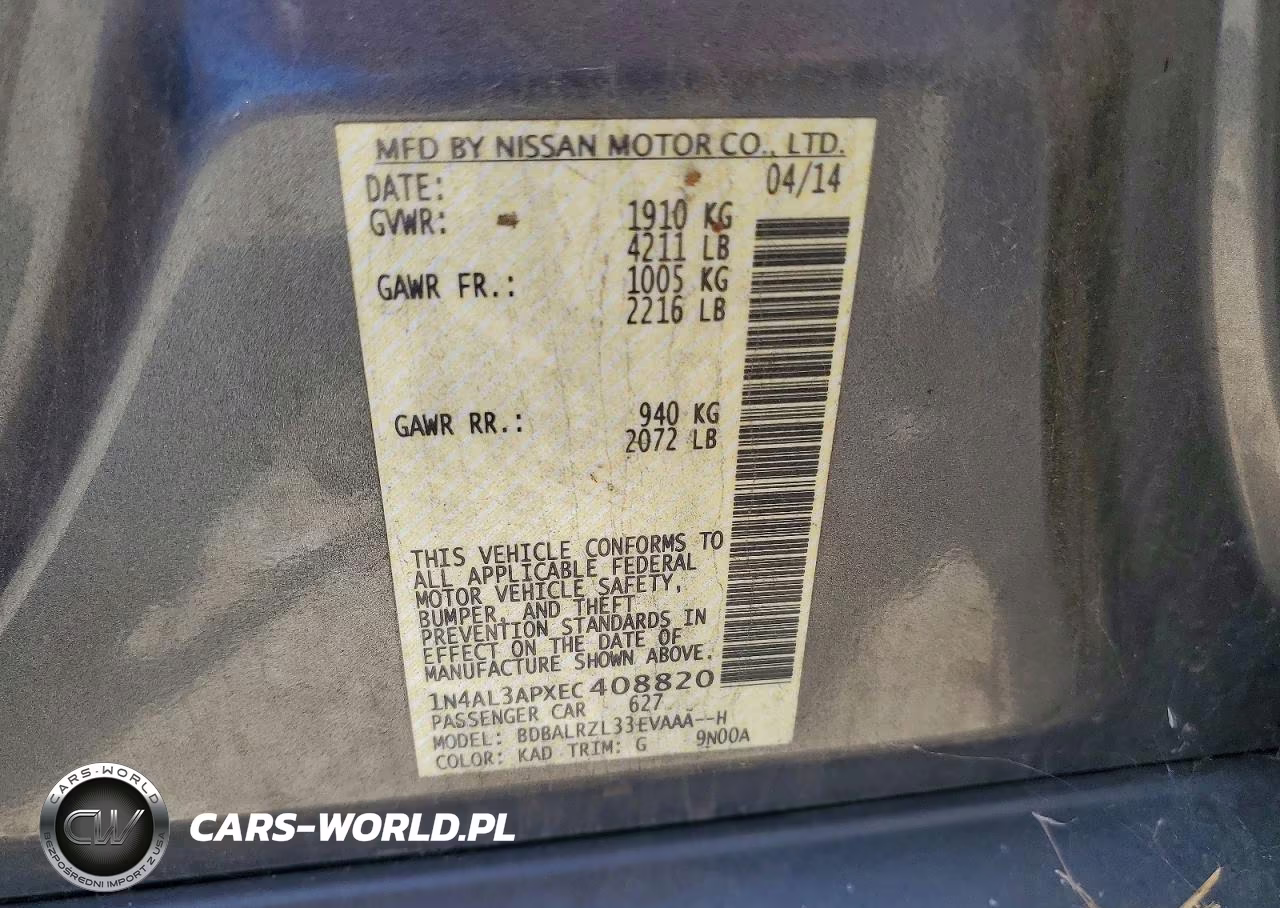 2014 Nissan Altima 2.5 S VIN:1N4AL3APXEC408820 - 12
