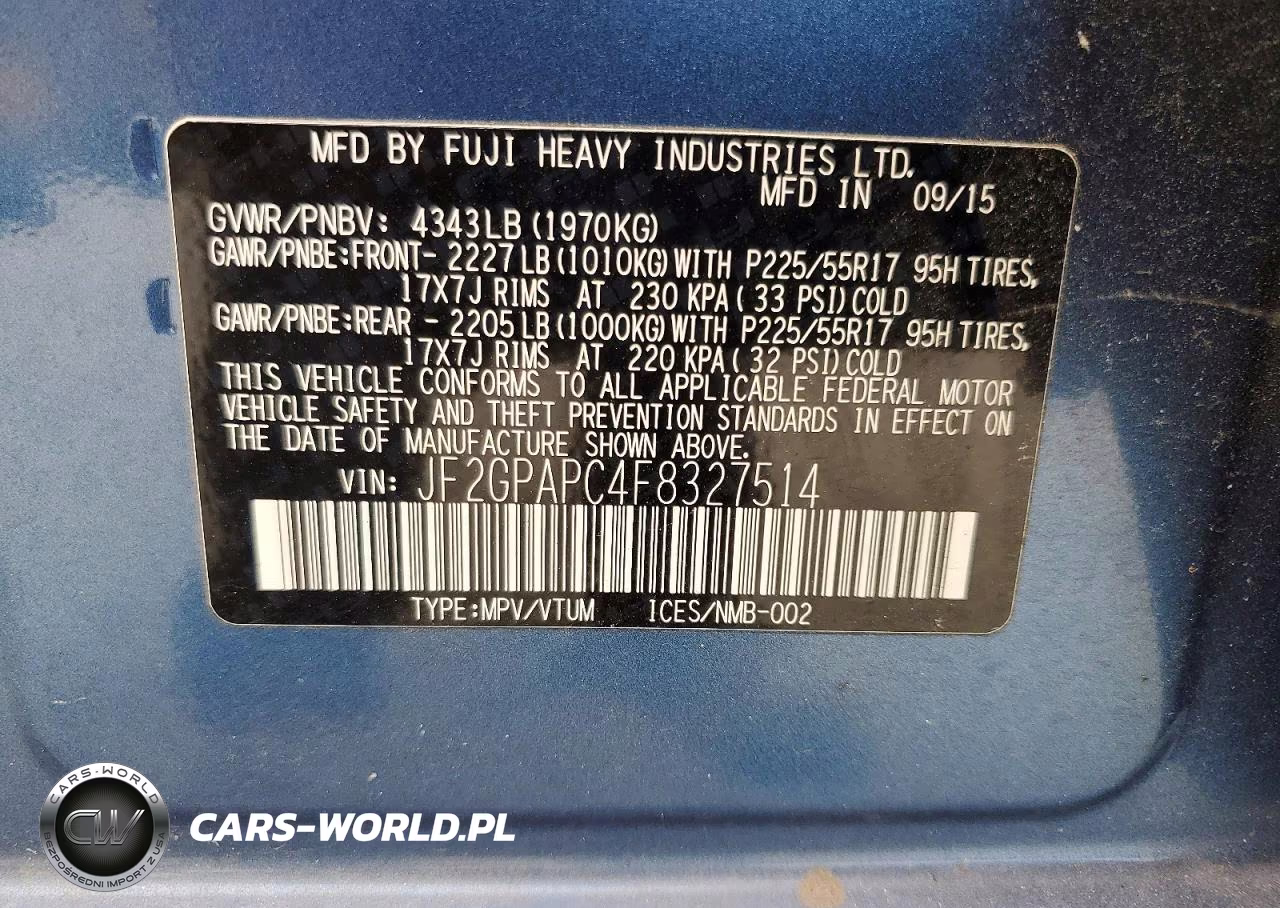 2015 SUBARU XV CROSSTREK 2.0I LIMITED VIN:JF2GPAPC4F8327514 - 12