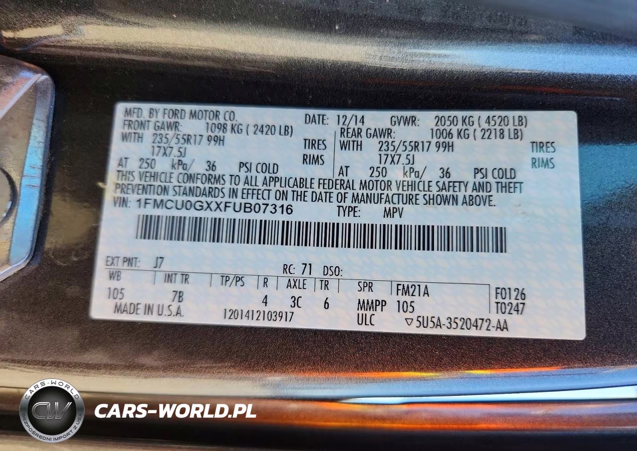 2015 Ford Escape Se VIN:1FMCU0GXXFUB07316 - 13