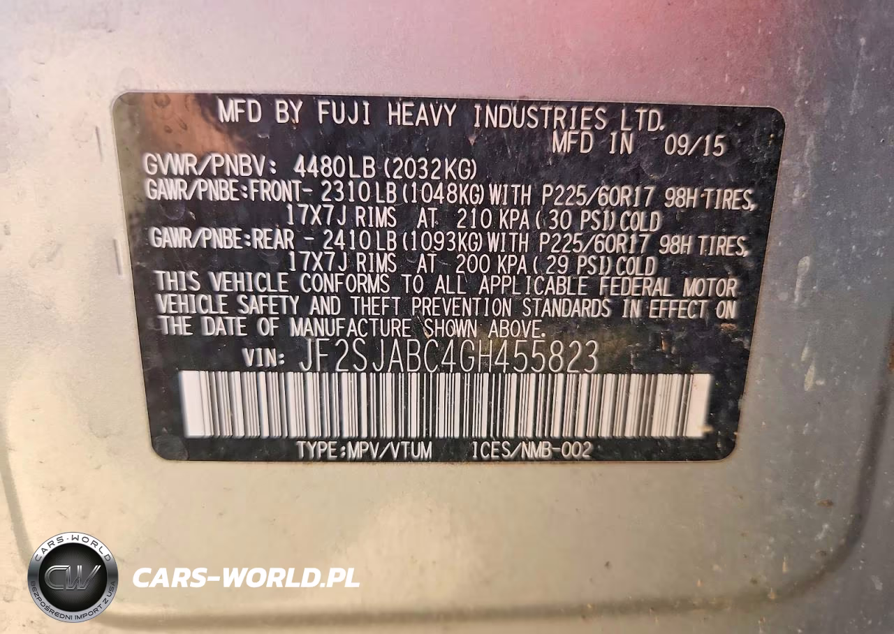 2016 Subaru Forester 2.5I VIN:JF2SJABC4GH455823 - 13