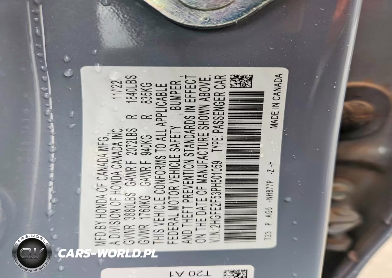 2023 Honda Civic Sport VIN:2HGFE2F53PH501059 - 13