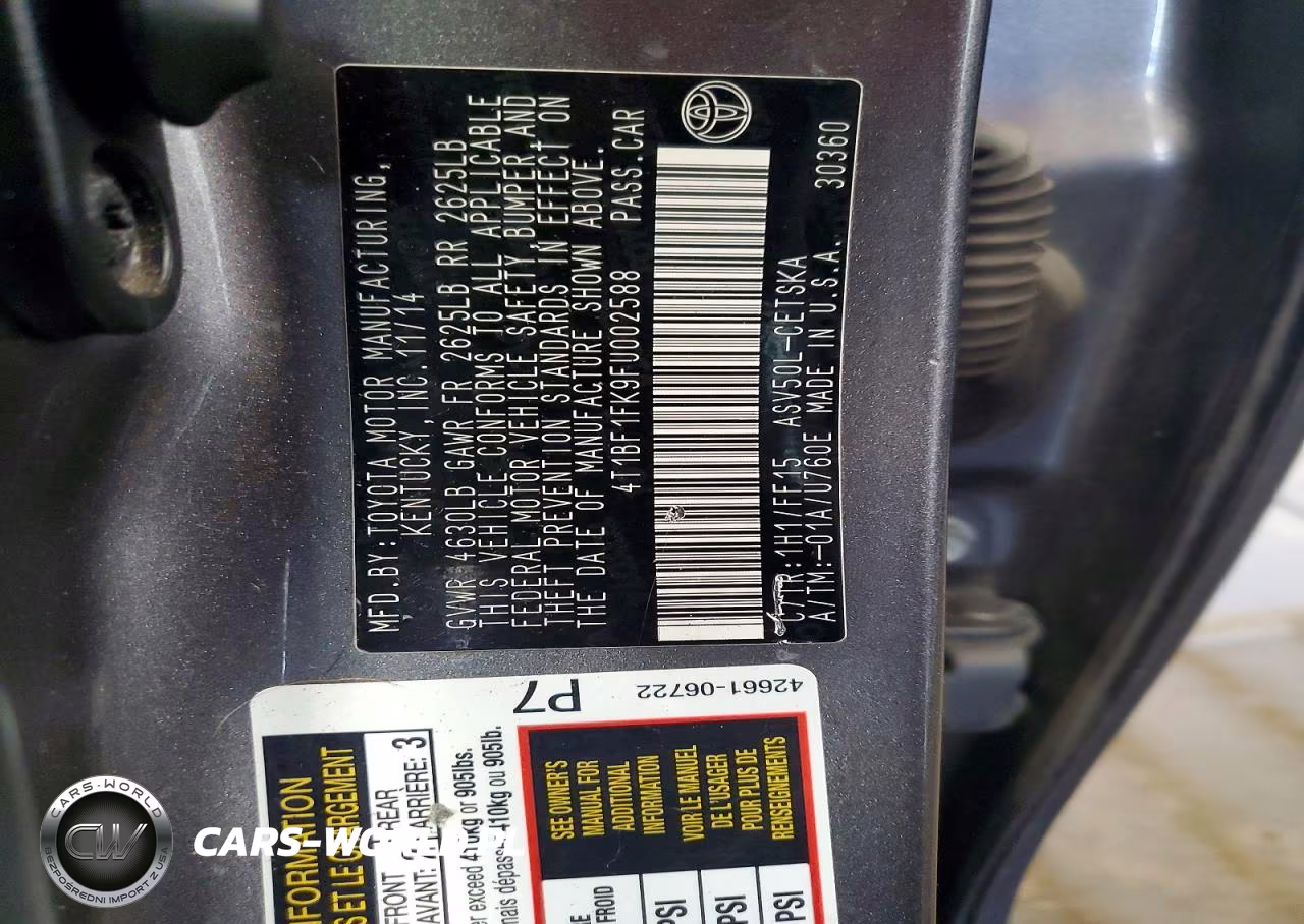 2015 Toyota Camry Se VIN:4T1BF1FK9FU002588 - 12