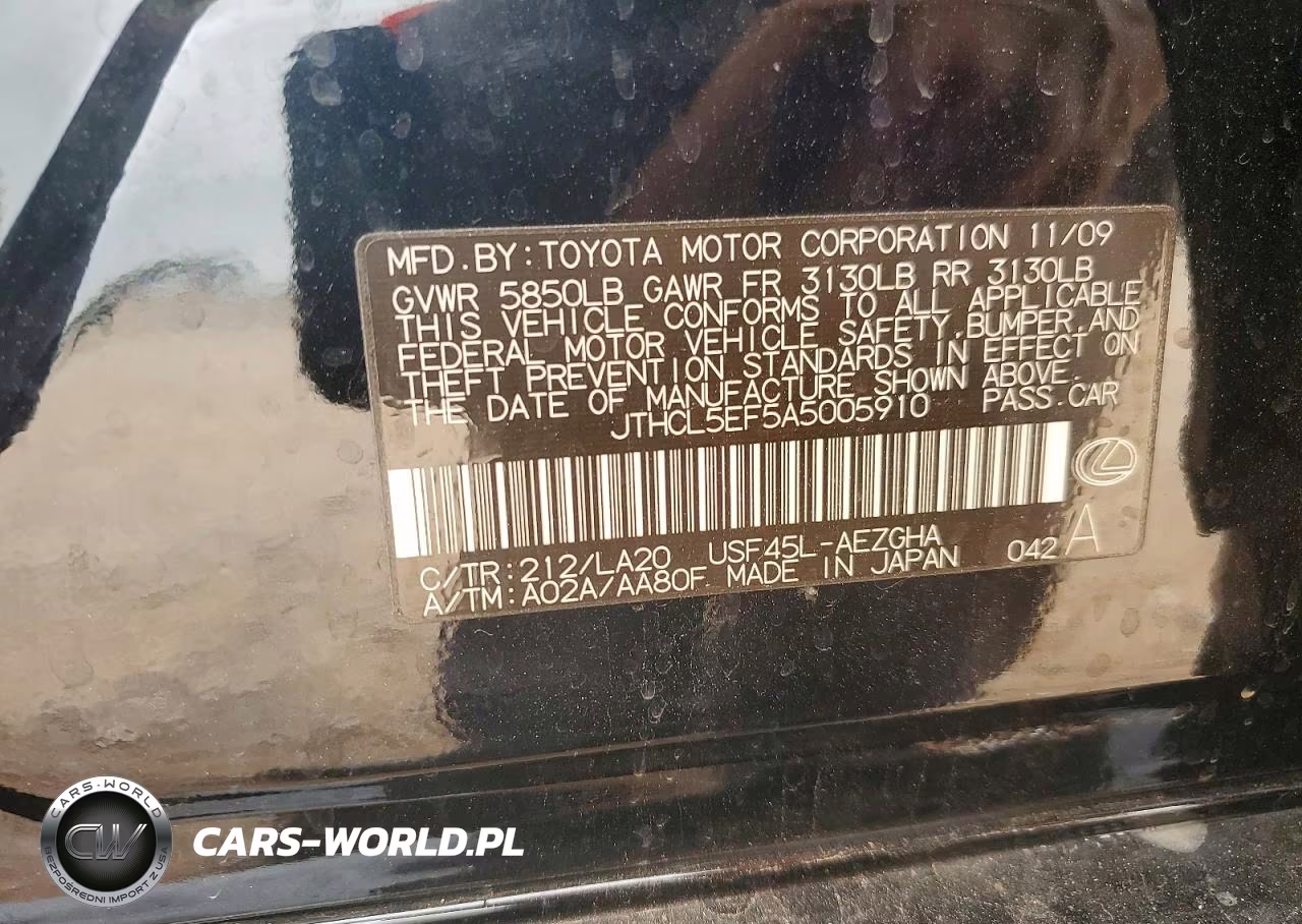 2010 Lexus Ls 460 VIN:JTHCL5EF5A5005910 - 12