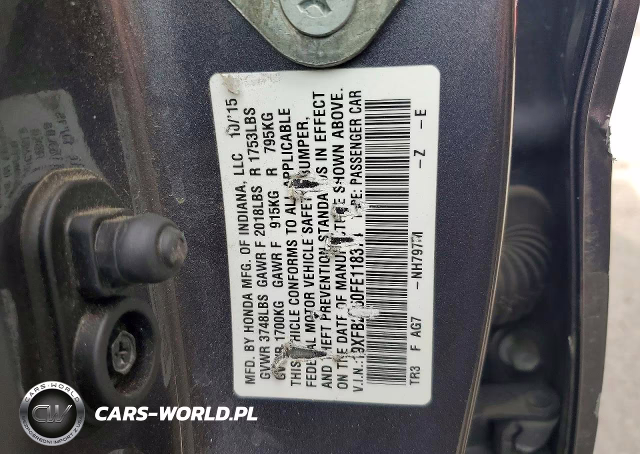 2015 Honda Civic Lx VIN:19XFB2F50FE118374 - 12