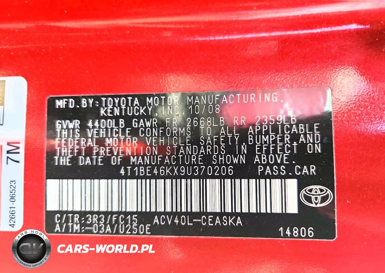 2009 Toyota Camry Se VIN:4T1BE46KX9U370206 - 12