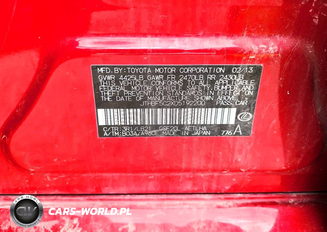 2013 Lexus Is 250 VIN:JTHBF5C2XD5192200 - 13