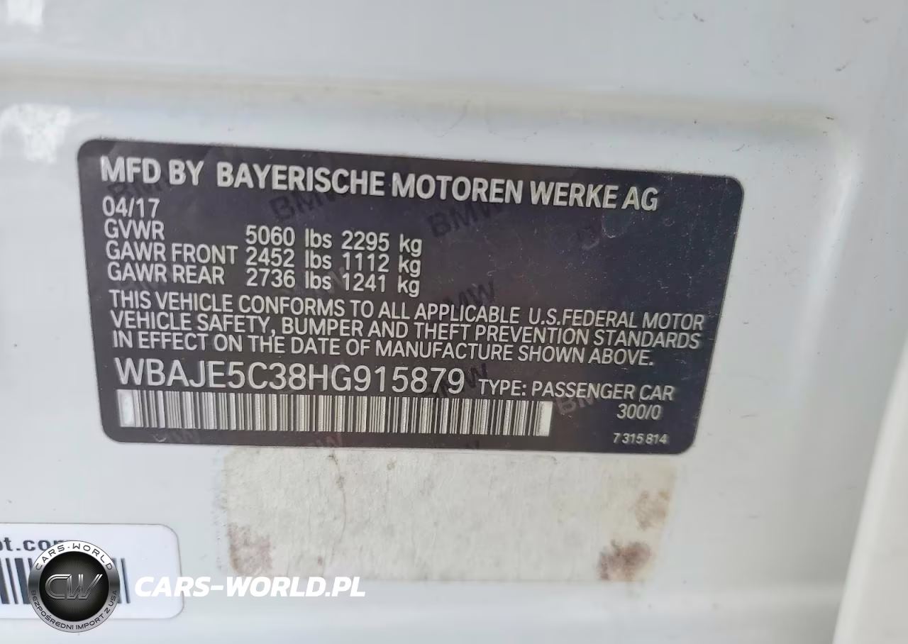 2017 BMW 540 VIN:WBAJE5C38HG915879 - 12