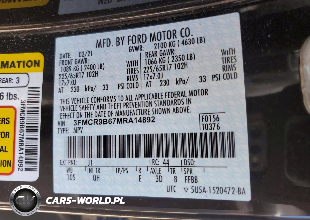 2021 Ford Bronco Sport Big Bend VIN:3FMCR9B67MRA14892 - 13